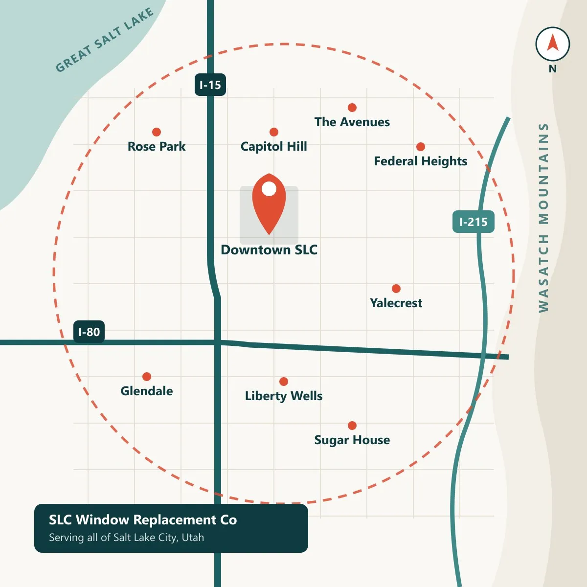 Stylized map of our Salt Lake City service area